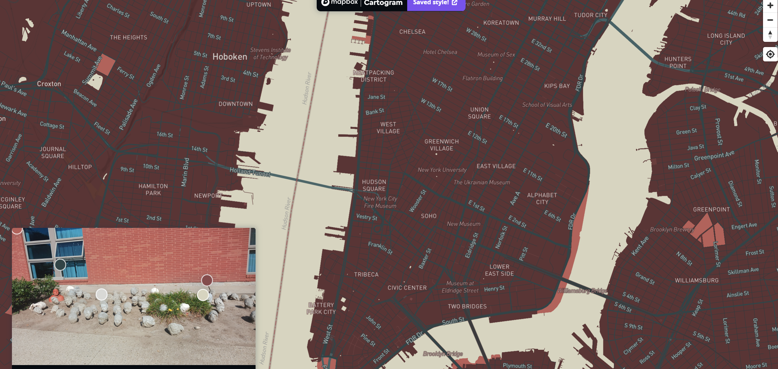 This exterior space is meant to provide aesthetic value to the school, the materials used to construct it include brick, glass, grass, cement and stone